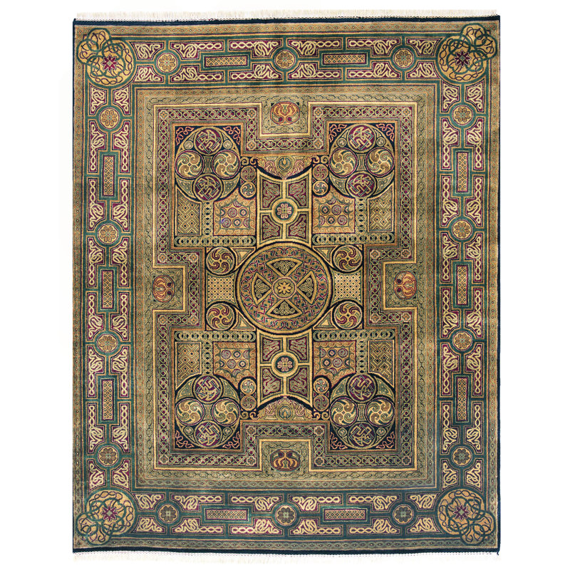 Exquisite Rugs Royal Agra Oriental Hand Knotted Wool Beige/Green Area